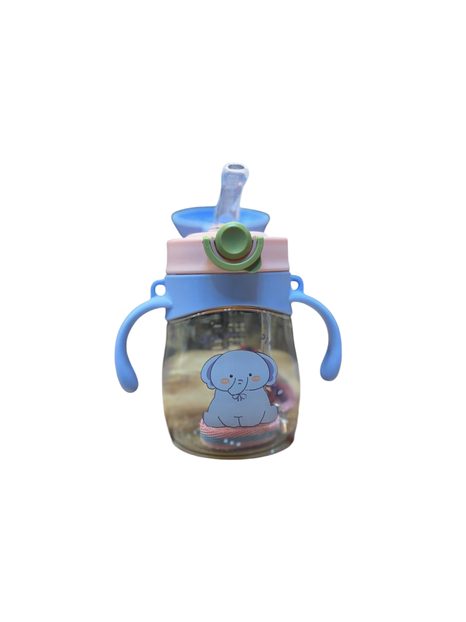 Baby Soft Silicone Straw Sipper Cup with Handle, with Weighted Straw, Sippy Cup with Anti Spill Lock,