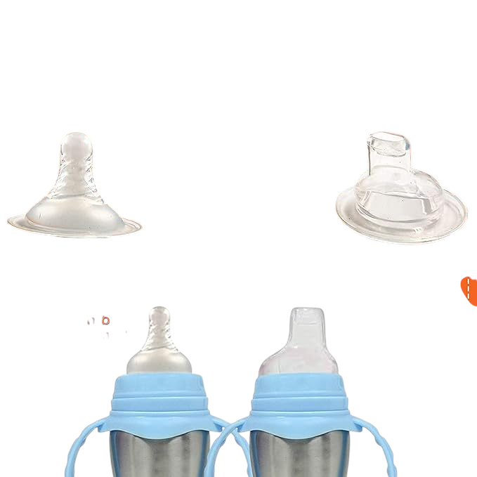Baby love Baby Feeding Bottle in Stainless Steel High Grade Stainless Steel 2 in 1 Sipper and Feeding Bottle with Silicone Nipple for Baby (Orange- 240 ml)