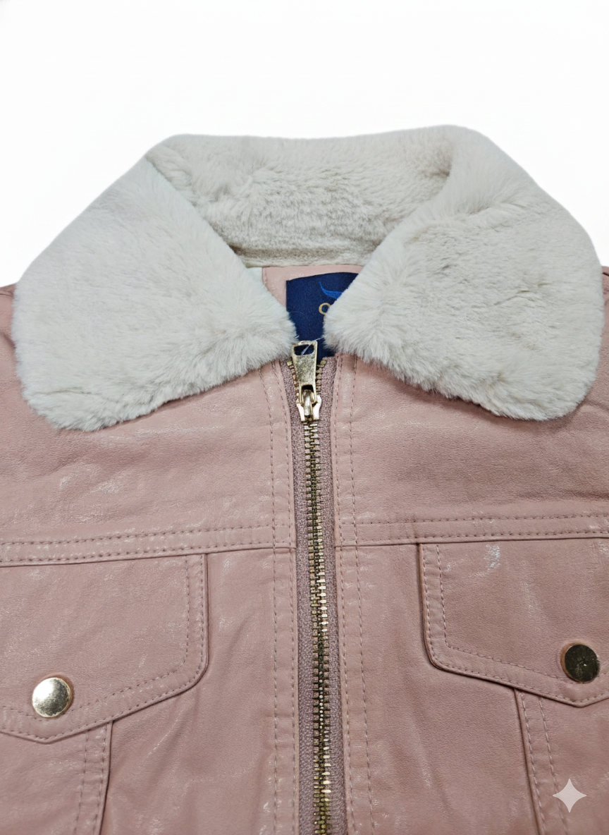 Leather jacket for girls pink