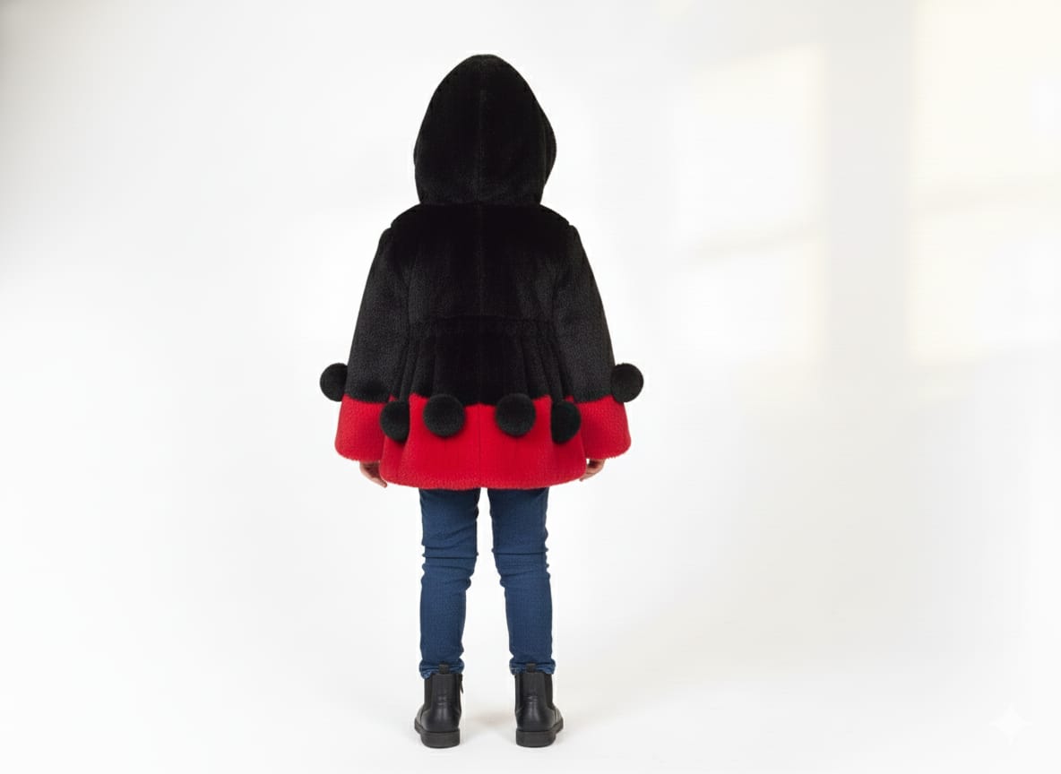 Girls jacket full black and red