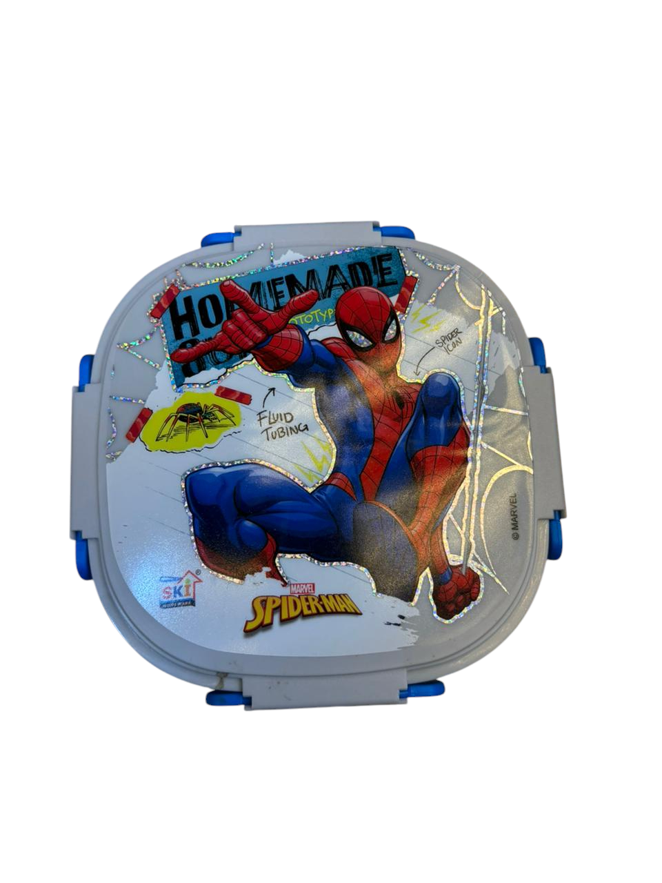Spider Man Insulated 3 Grid Bento Lunch Box with Stainless Steel Inner & Steel Spoon