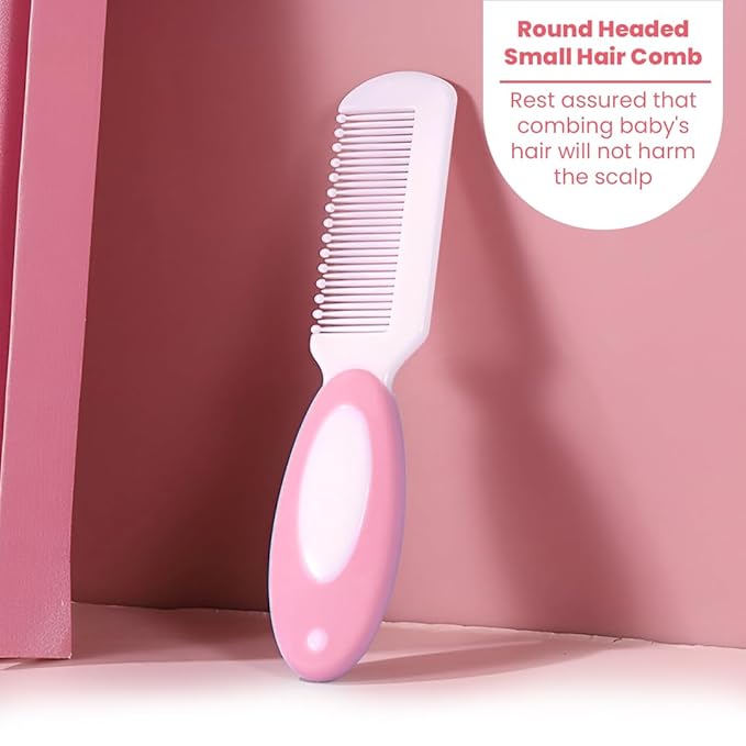 Baby Comb with Rounded Tip & Baby Hair Brush with Natural Bristles for Baby Hair Grooming& Better Protection of Baby's Scalp