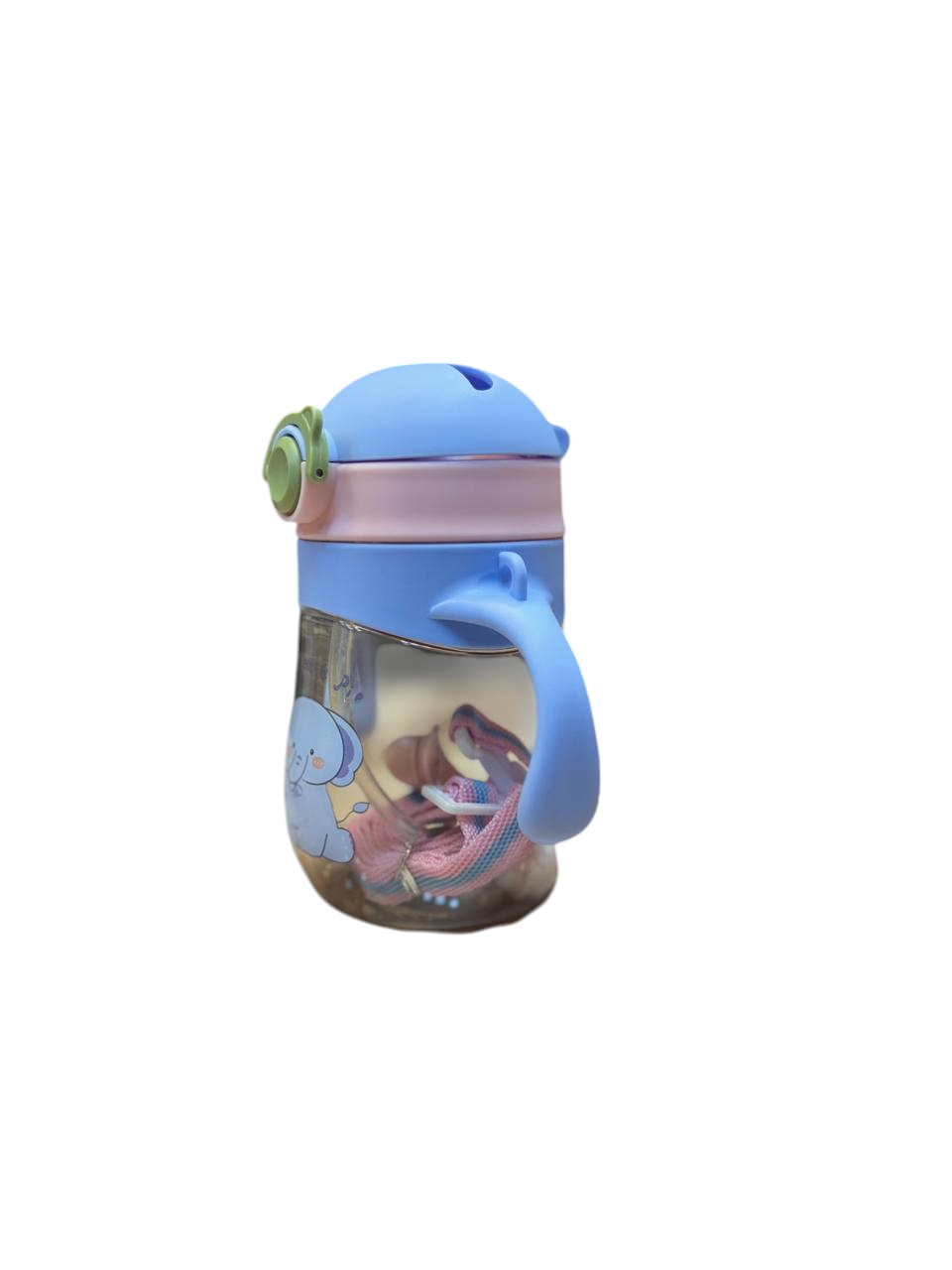 Baby Soft Silicone Straw Sipper Cup with Handle, with Weighted Straw, Sippy Cup with Anti Spill Lock,