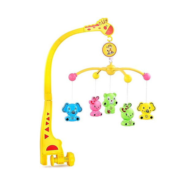 BabyGo Rotating Giraffe Musical Crib Cot Mobile | Hanging Jhoomer Rattle Toy for Baby Cradle, Infant Bed & Nursery Decoration | Newborn Soothing & Early Development Toy (Yellow)