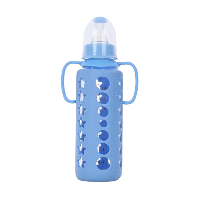Feeding Bottle for Baby/Feeder for Newborn | Super Soft Flow Control & Anti Colic Nipple for Infants/Toddlers with Handle - Blue 240ml