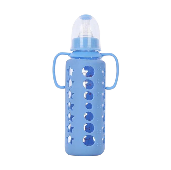 Feeding Bottle for Baby/Feeder for Newborn | Super Soft Flow Control & Anti Colic Nipple for Infants/Toddlers with Handle - Blue 240ml
