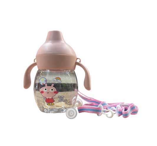 Baby Sippy Water Cup With Spout | Kids Training Handle and Strap | Learn Feeding Drinking Bottle | Anti-Choking With Ball | Kids Training Cup With Straw
