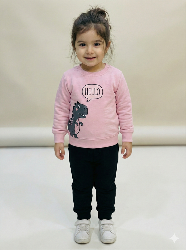 Girls suit pink and black pant