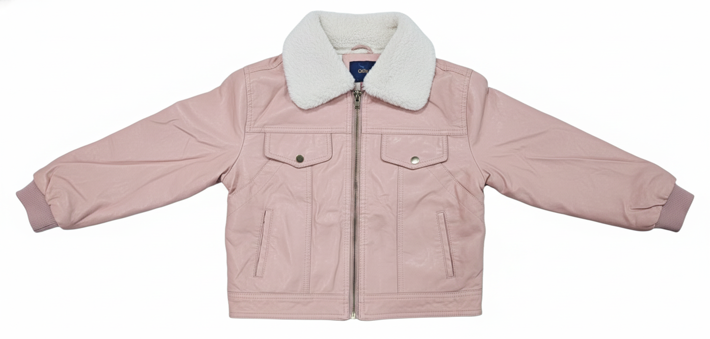 Leather jacket for girls pink