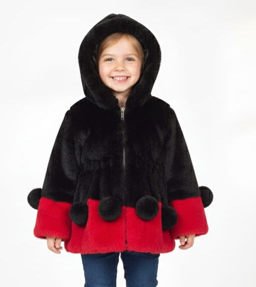 Girls jacket full black and red