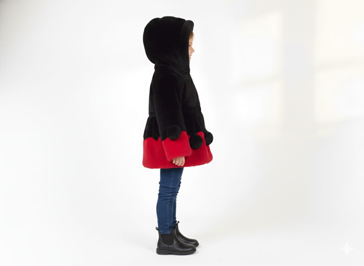 Girls jacket full black and red