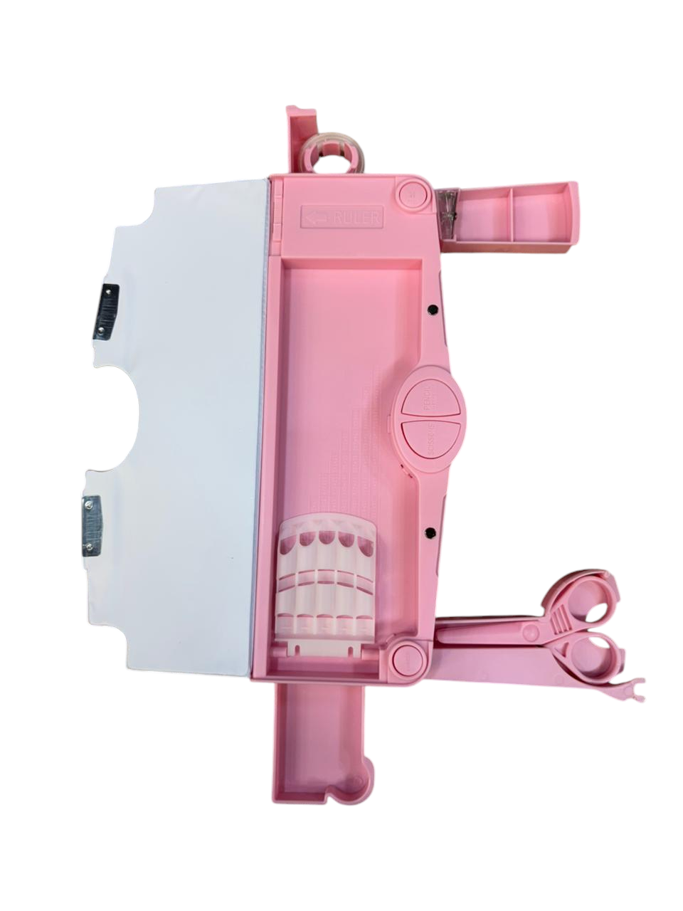 Unicorn Pattern Multi-Function Pencil Box with Scissors, Sharpener, Tape Storage, Pink,